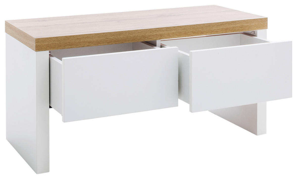 GARDEROBENBANK 91/45/38 cm  - Weiss/Eichefarben, Natur, Holzwerkstoff (91/45/38cm)