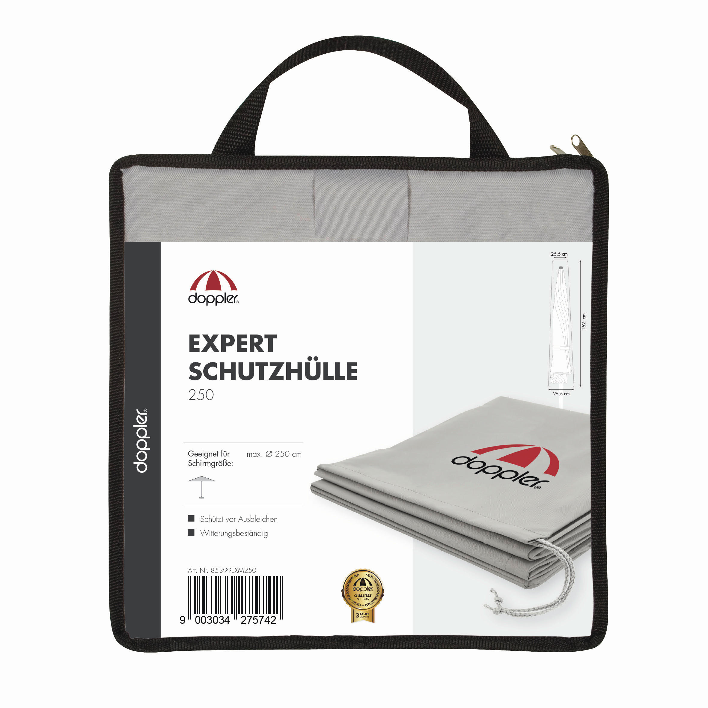 SCHIRMHÜLLE Grau   - Grau, Basics, Textil (250cm) - Doppler