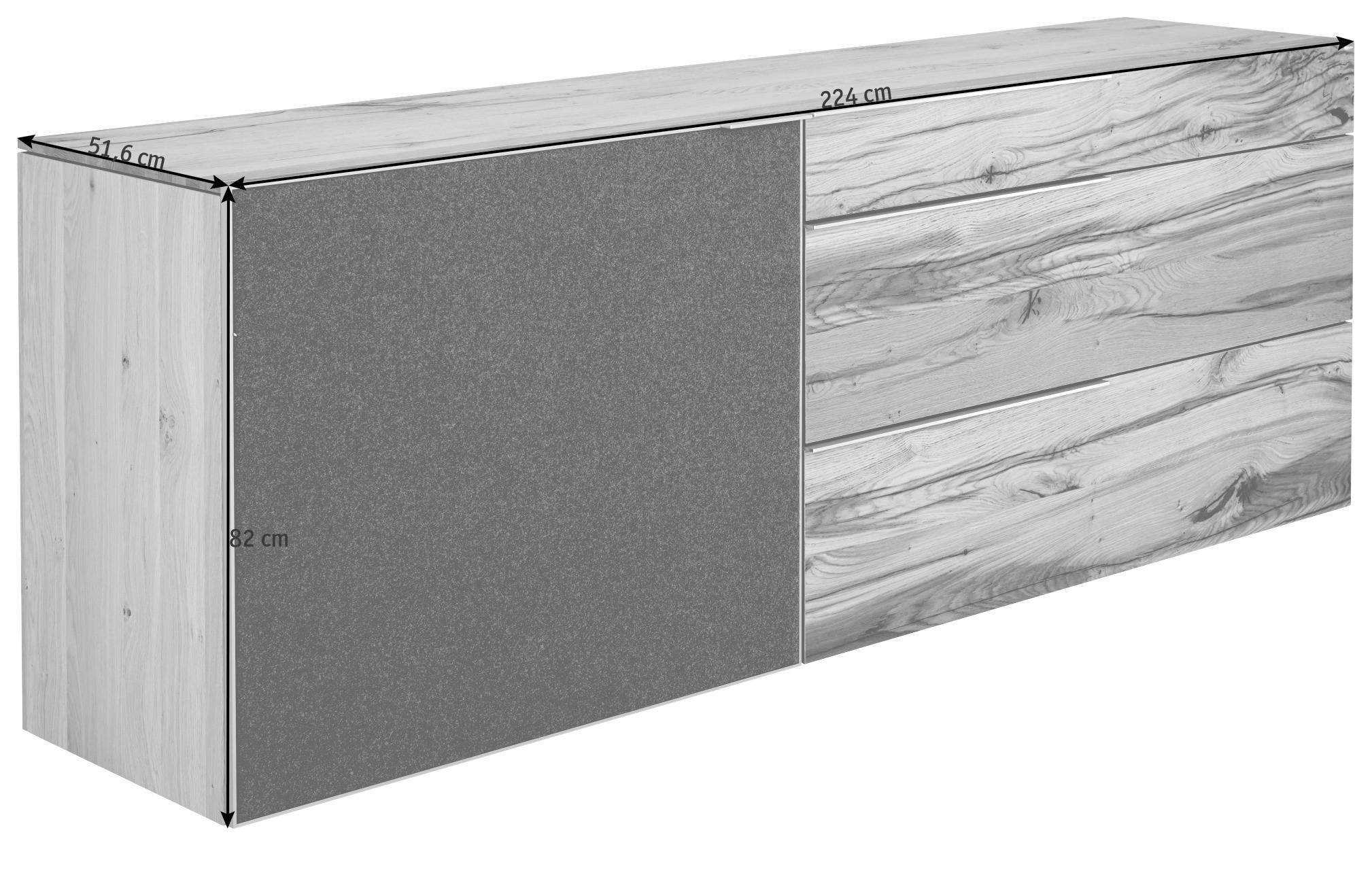 SIDEBOARD  in 224/82/51,6 cm  - Eichefarben/Anthrazit, Natur, Glas/Holz (224/82/51,6cm) - Voglauer