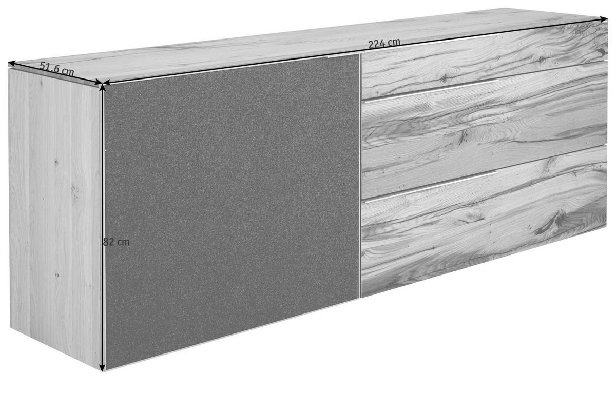 SIDEBOARD  in 224/82/51,6 cm  - Eichefarben/Anthrazit, Natur, Glas/Holz (224/82/51,6cm) - Voglauer