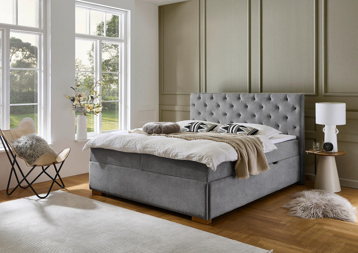 BOXBETT 180/200 cm  in Anthrazit  - Eichefarben/Anthrazit, Basics, Holz/Textil (180/200cm) - Boxxx