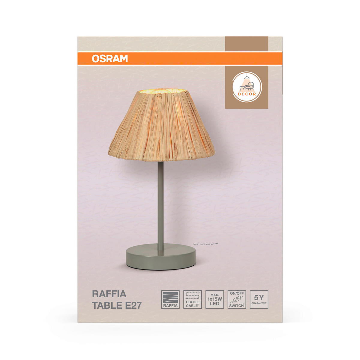 TISCHLEUCHTE 20/33 cm   - Natur, Naturmaterialien/Metall (20/33cm) - Osram