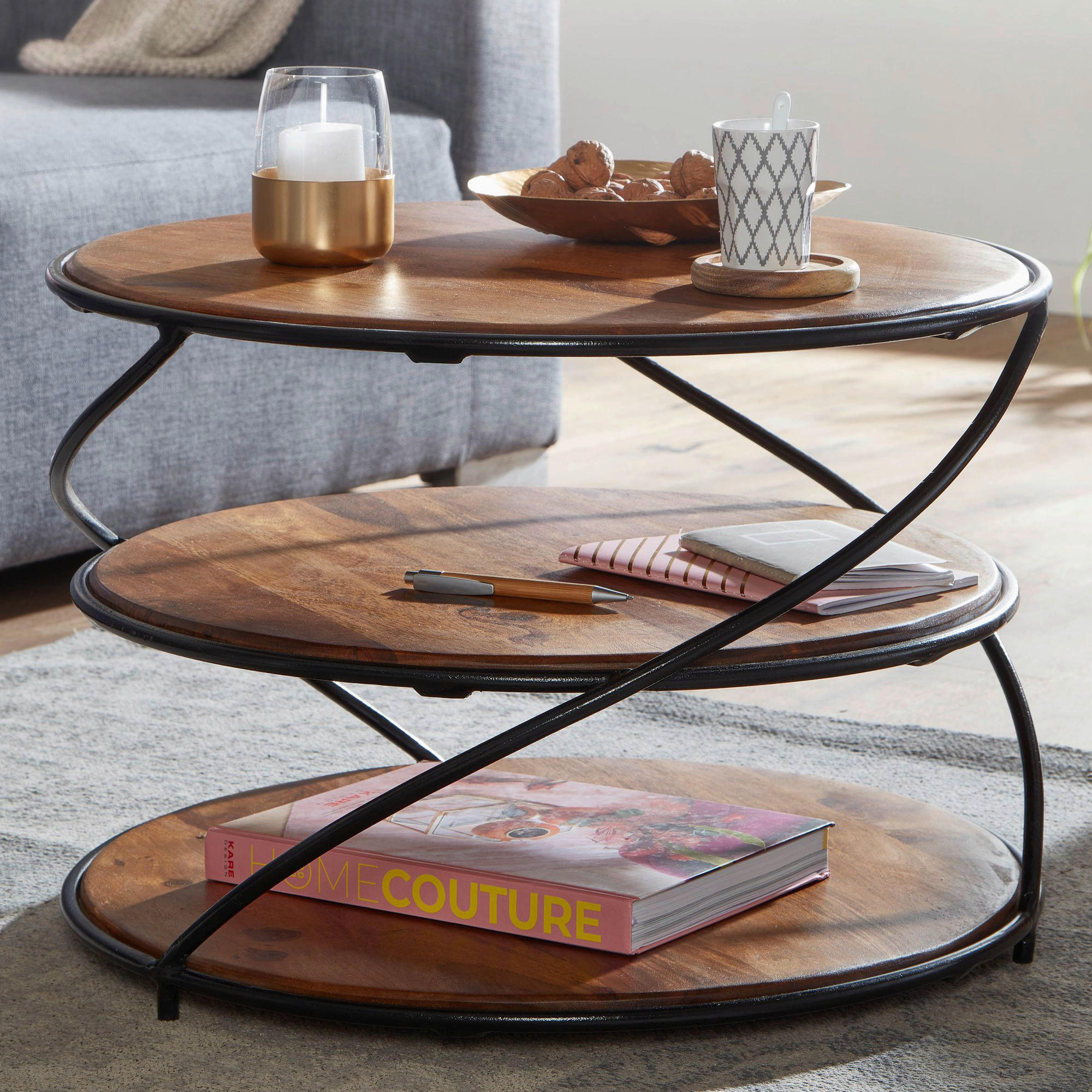 SOFFBORD i trä 58/58/40,5 cm  - sheshamfärgad/svart, Modern, metall/trä (58/58/40,5cm) - MID.YOU