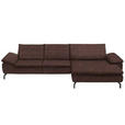 ECKSOFA in Mikrofaser Braun, Kastanienfarben  - Kastanienfarben/Schwarz, Design, Textil/Metall (341/181cm) - Dieter Knoll