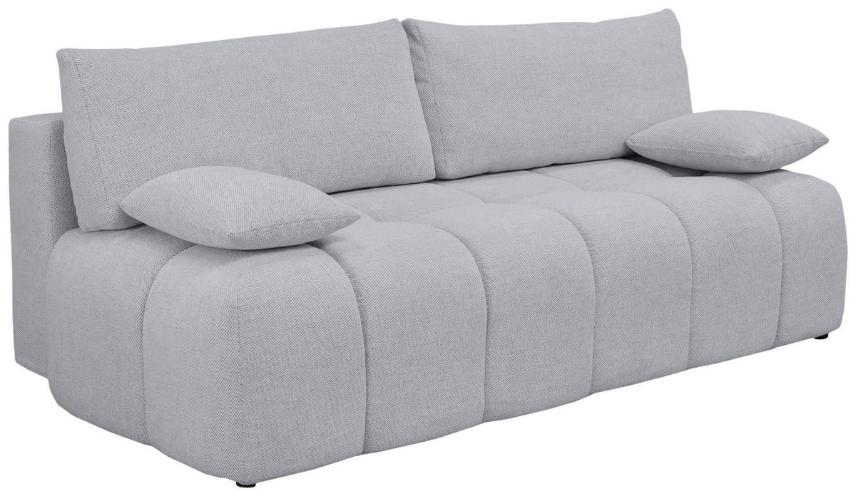 BOXSPRINGSOFA in Chenille Hellgrau  - Hellgrau/Schwarz, MODERN, Kunststoff/Textil (210/72/105cm) - Cantus