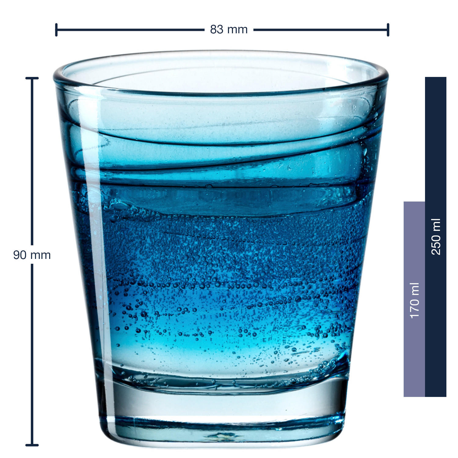 GLÄSERSET - Türkis/Blau, Basics, Glas (250ml) - Leonardo