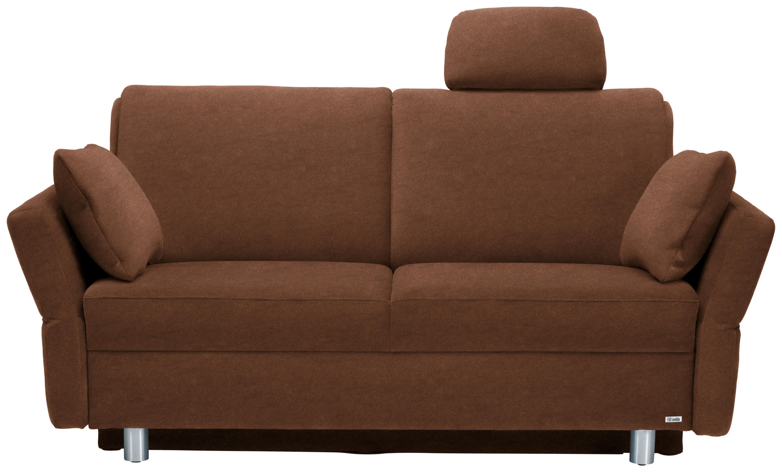 SCHLAFSOFA in Velours, beflockt Braun  - Alufarben/Braun, KONVENTIONELL, Kunststoff/Textil (170/88/91cm) - Sedda
