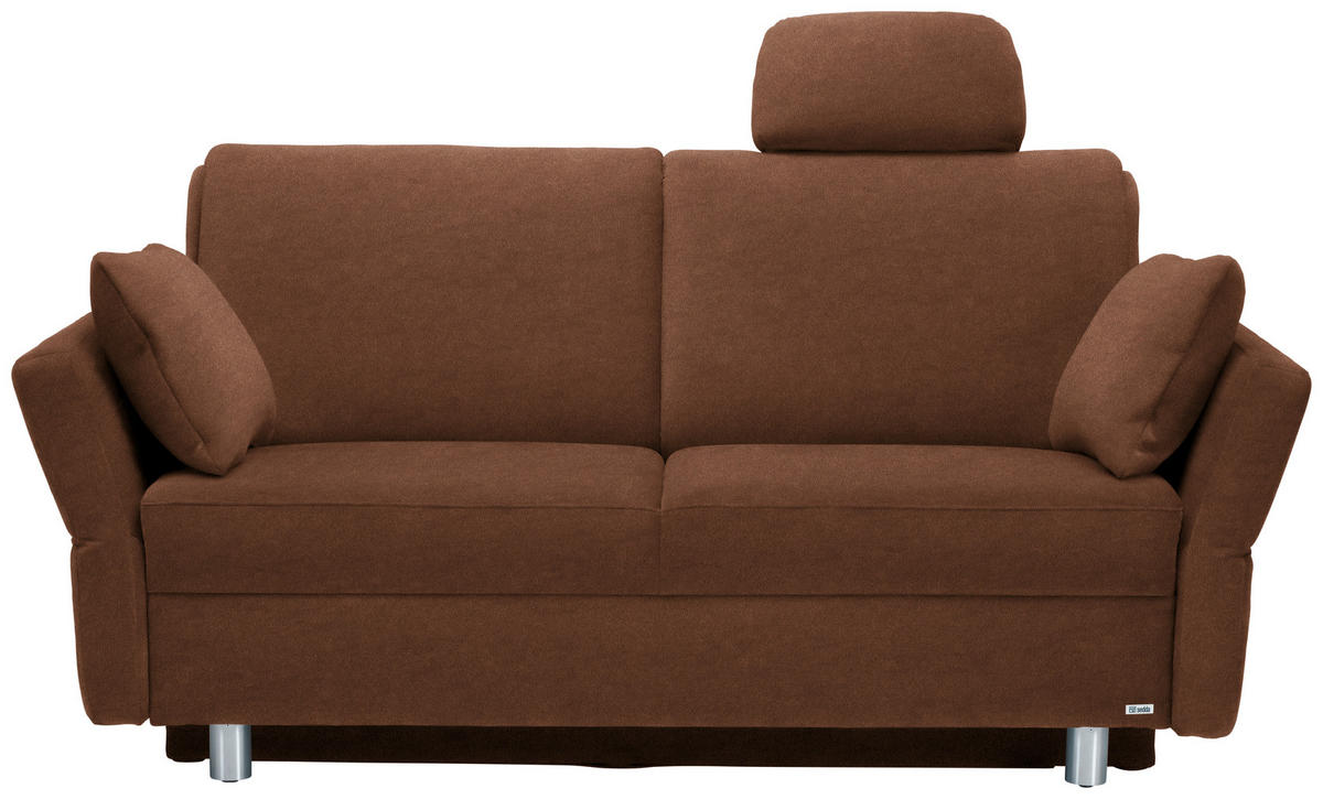 SCHLAFSOFA in Velours, beflockt Braun  - Alufarben/Braun, KONVENTIONELL, Kunststoff/Textil (170/88/91cm) - Sedda