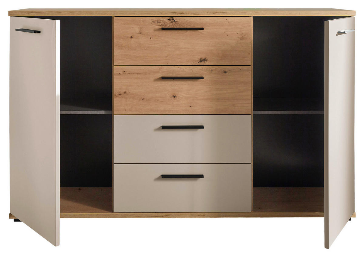 SIDEBOARD  150/92/38 cm 4 Schublade(n)  - Kaschmir/Schwarz, KONVENTIONELL, Holzwerkstoff/Kunststoff (150/92/38cm) - Xora