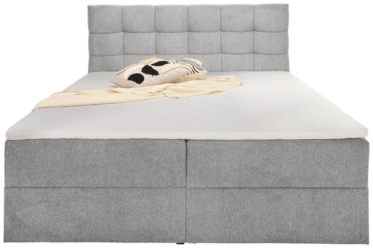 AMERICKÁ POSTEĽ, 180/200 cm, svetlosivá - čierna/svetlosivá, Konventionell, textil/plast (180/200cm) - Boxxx