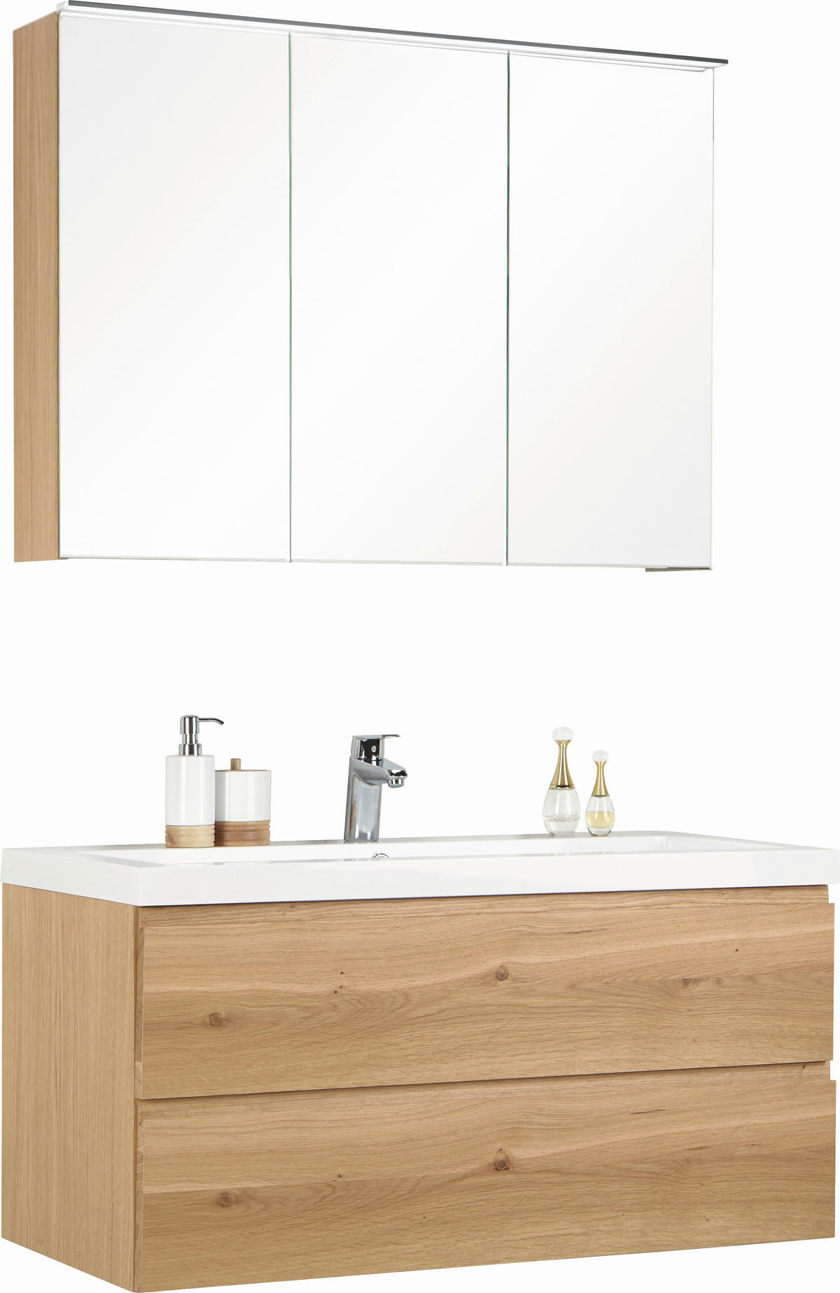 BADEZIMMER  in 105 cm  - Eichefarben, Design, Glas/Holz (105cm) - Novel