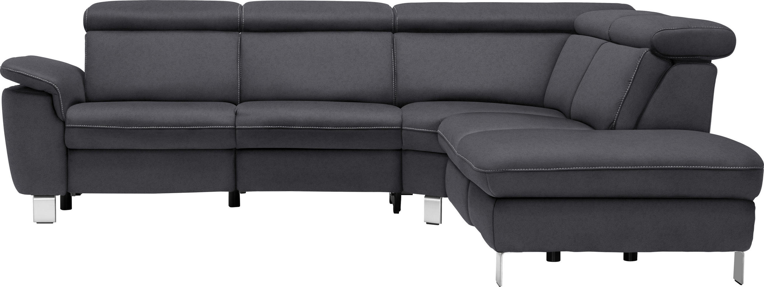 ECKSOFA in Flachgewebe, Mikrofaser Anthrazit  - Anthrazit/Beige, Design, Textil/Metall (271/239cm) - Cantus