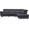 ECKSOFA in Flachgewebe, Mikrofaser Anthrazit  - Anthrazit/Beige, Design, Textil/Metall (271/239cm) - Cantus