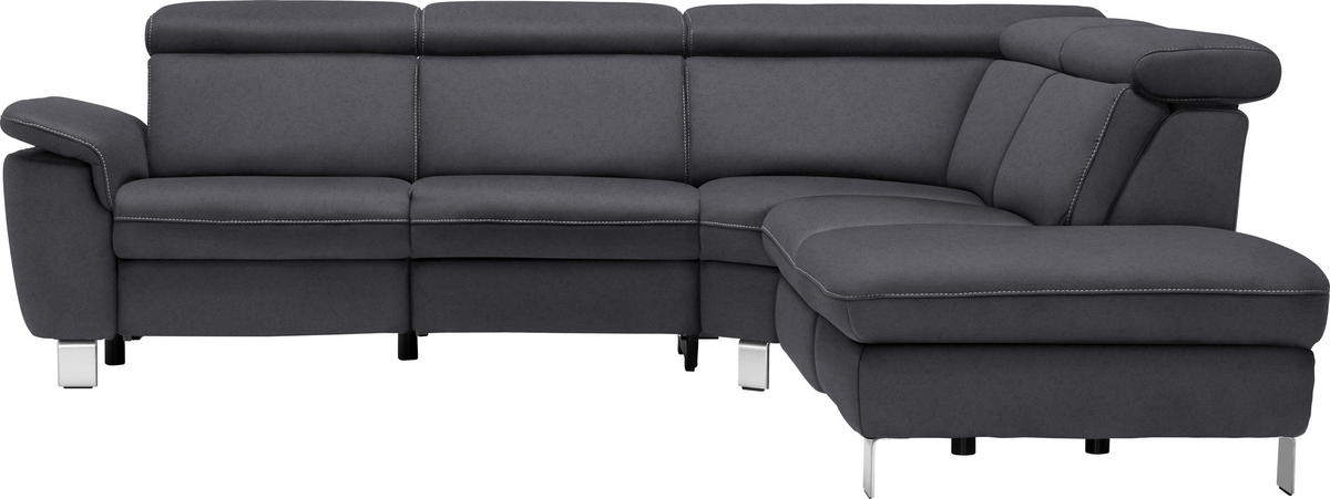 ECKSOFA in Flachgewebe, Mikrofaser Anthrazit  271/239 cm  - Anthrazit/Beige, Design, Textil/Metall (271/239cm) - Cantus