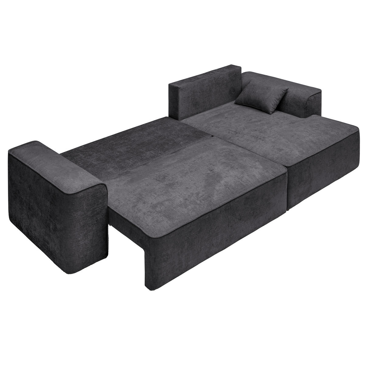 ECKSOFA in Plüsch Dunkelgrau  - Dunkelgrau/Blaugrau, Design, Kunststoff/Textil (288/152cm) - Xora