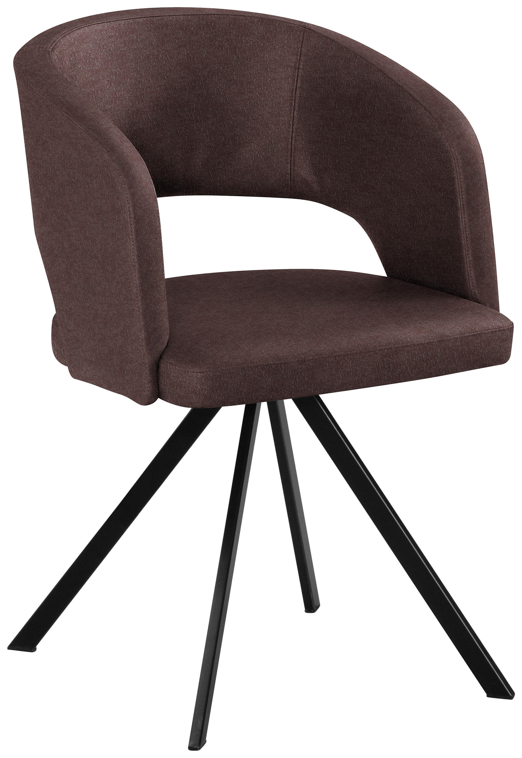 ARMLEHNSTUHL  in Stahl Mikrofaser, Lederlook (vegan)  - Dunkelbraun/Schwarz, KONVENTIONELL, Textil/Metall (56/84/59cm) - Moderano