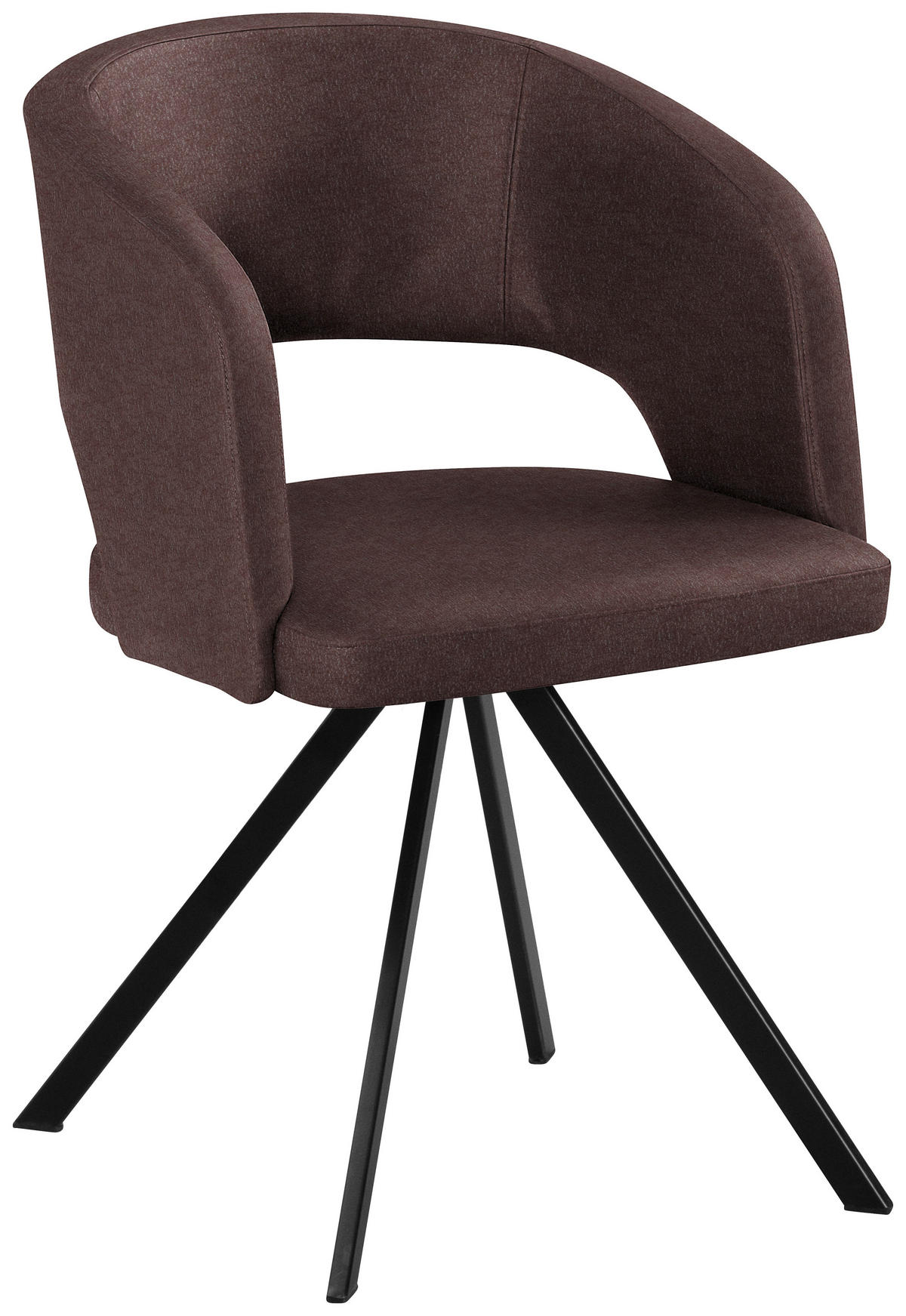 ARMLEHNSTUHL  in Stahl Mikrofaser, Lederlook (vegan)  - Dunkelbraun/Schwarz, Konventionell, Textil/Metall (56/84/59cm) - Moderano