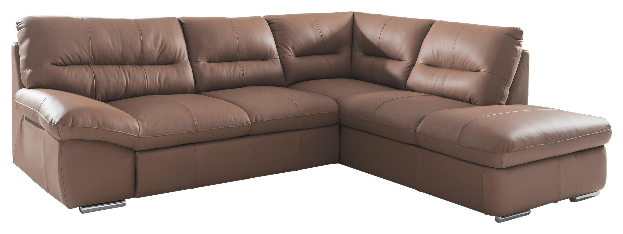 ECKSOFA in Echtleder Grau - Chromfarben/Grau, Design, Leder/Metall (268/216cm) - Livetastic