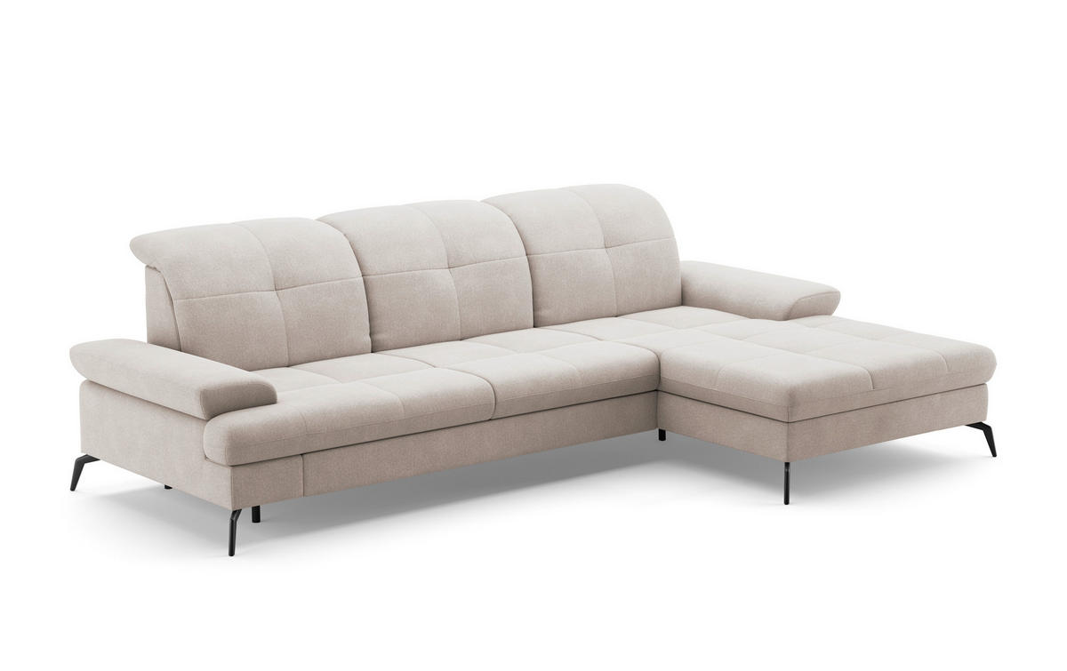 ECKSOFA in Flachgewebe Greige  279/185 cm  - Greige/Schwarz, KONVENTIONELL, Textil/Metall (279/185cm) - Sit & More