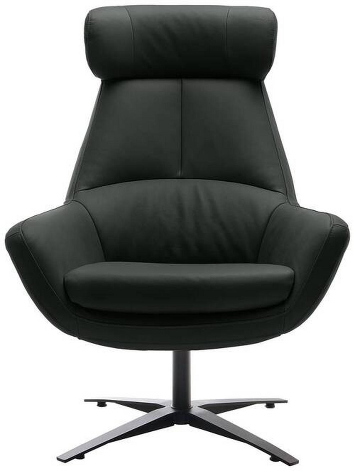 SESSEL in Echtleder Schwarz  - Schwarz, Modern, Leder/Metall (81/112/83cm) - Trendmanufaktur
