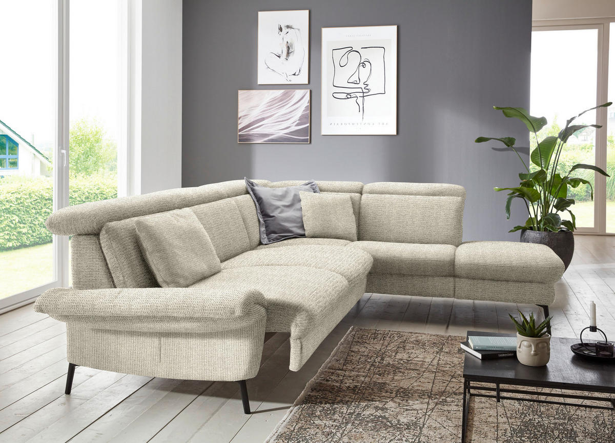 ECKSOFA in Struktur Beige  275/235 cm  - Beige/Schwarz, MODERN, Textil/Metall (275/235cm) - Cantus