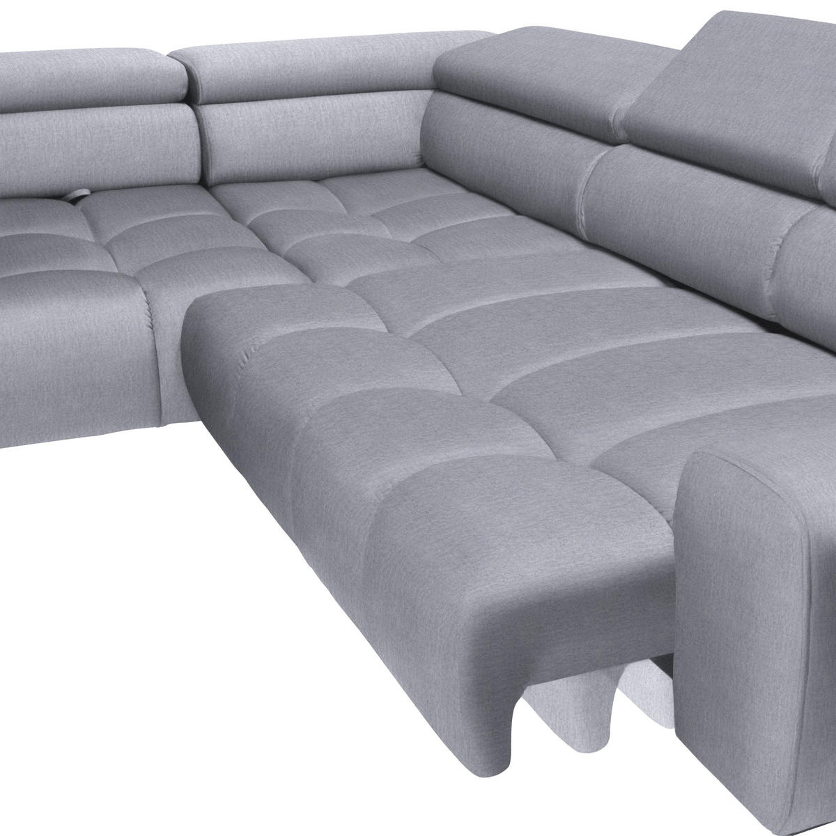 ECKSOFA Hellgrau Samt, Webstoff  - Hellgrau/Schwarz, Design, Textil/Metall (216/300cm) - Welnova