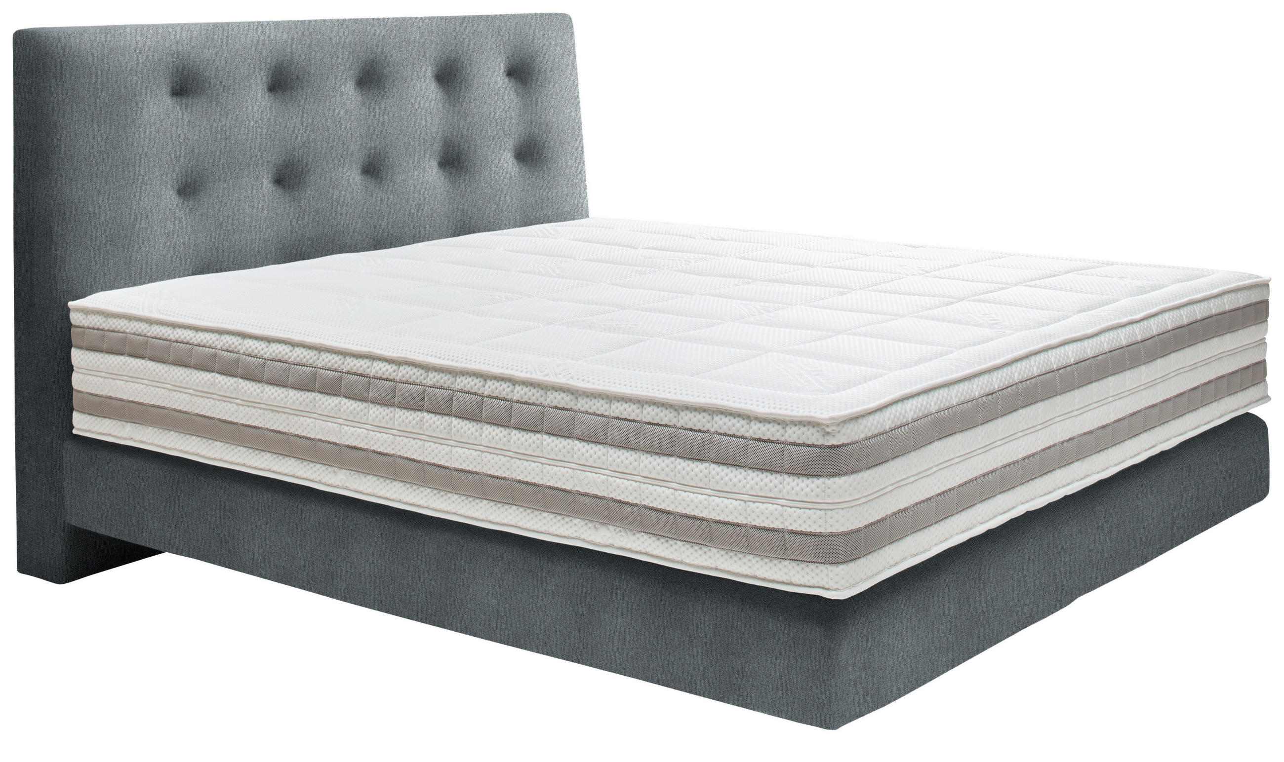 BOXSPRINGBETT 160/200 cm  in Grau  - Grau, KONVENTIONELL, Holz/Textil (160/200cm) - Dieter Knoll