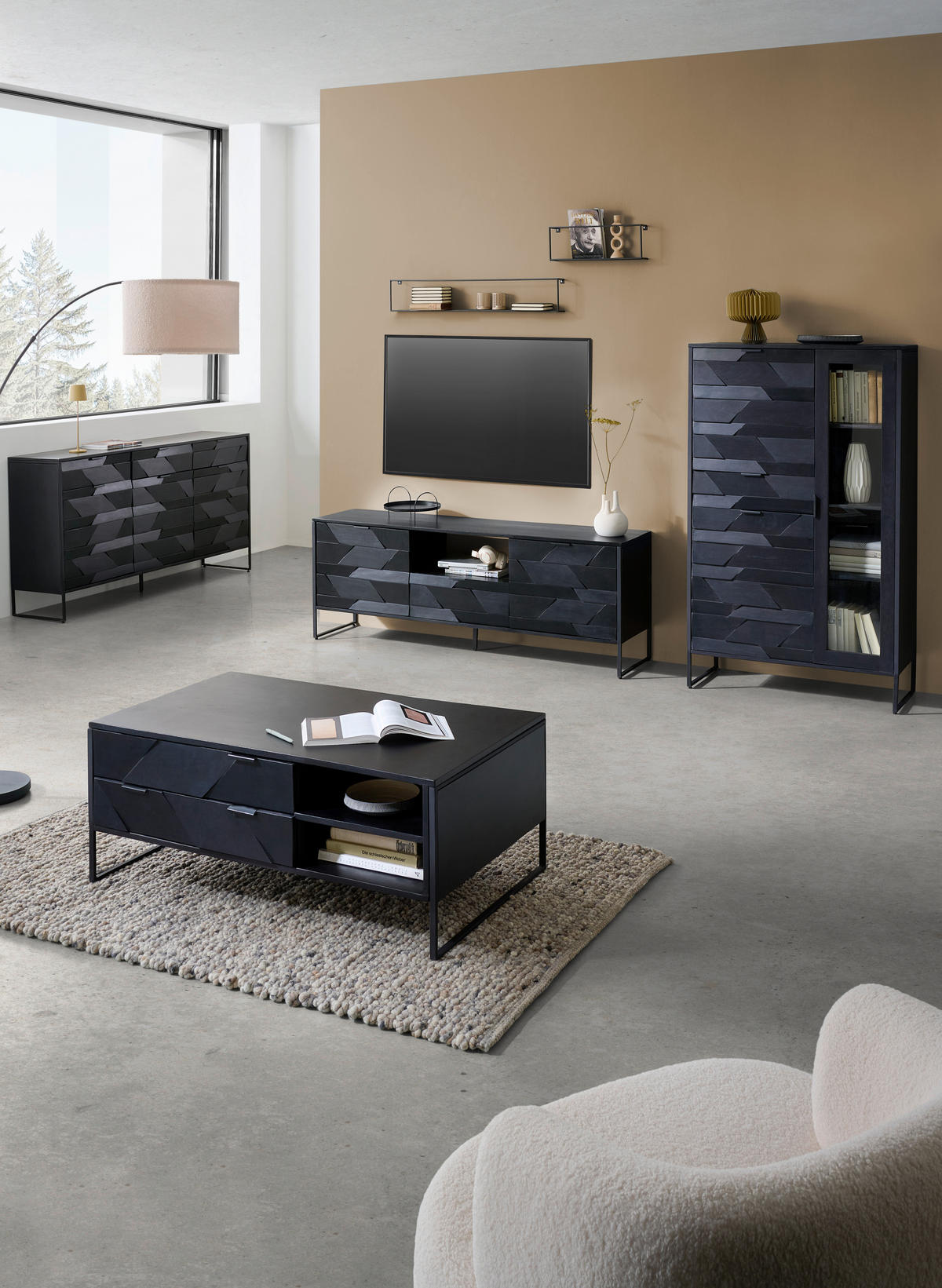 SIDEBOARD  in 175/86/40 cm  - Schwarz, Trend, Holz/Metall (175/86/40cm) - Ambia Home