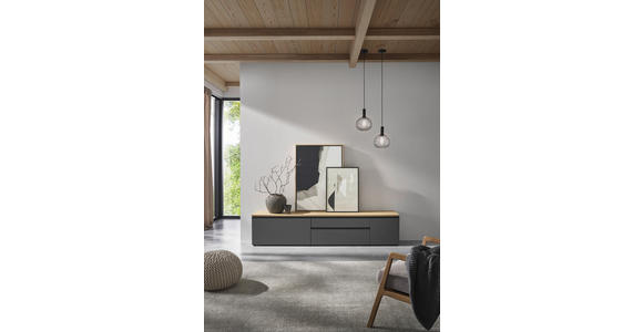 LOWBOARD  225/46/41 cm 2 Schublade(n) erweiterbar, Typenauswahl, Beimöbel erhältlich, stehend, hängend  - Eichefarben/Anthrazit, Design, Holzwerkstoff/Kunststoff (225/46/41cm) - Dieter Knoll