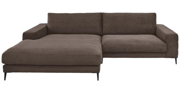 ECKSOFA  in Feincord Mokka  207/293 cm  - Schwarz/Mokka, Design, Textil/Metall (207/293cm) - Dieter Knoll