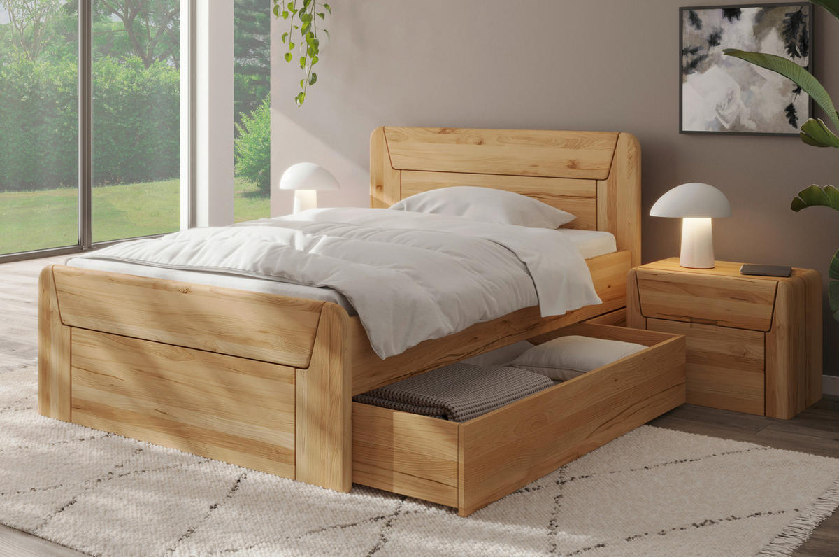 BETT 100/200 cm  in Kernbuche  - Kernbuche, MODERN, Holz (100/200cm) - MID.YOU