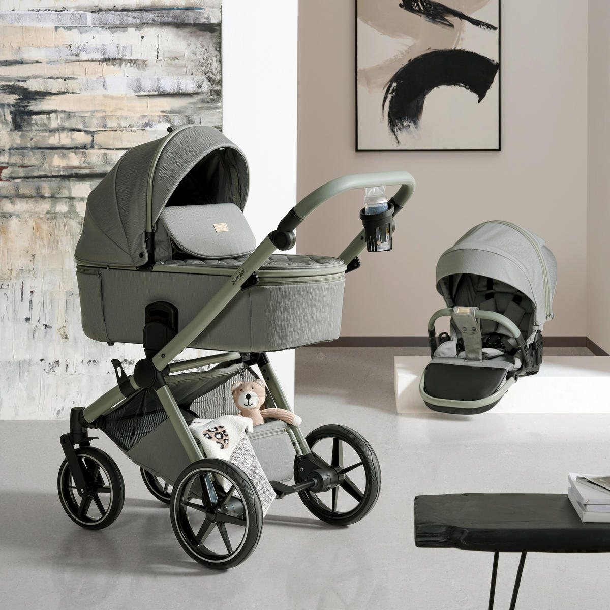 KINDERWAGENSET  - Mintgrün, Trend, Kunststoff/Textil (100/59/106cm) - Jimmylee