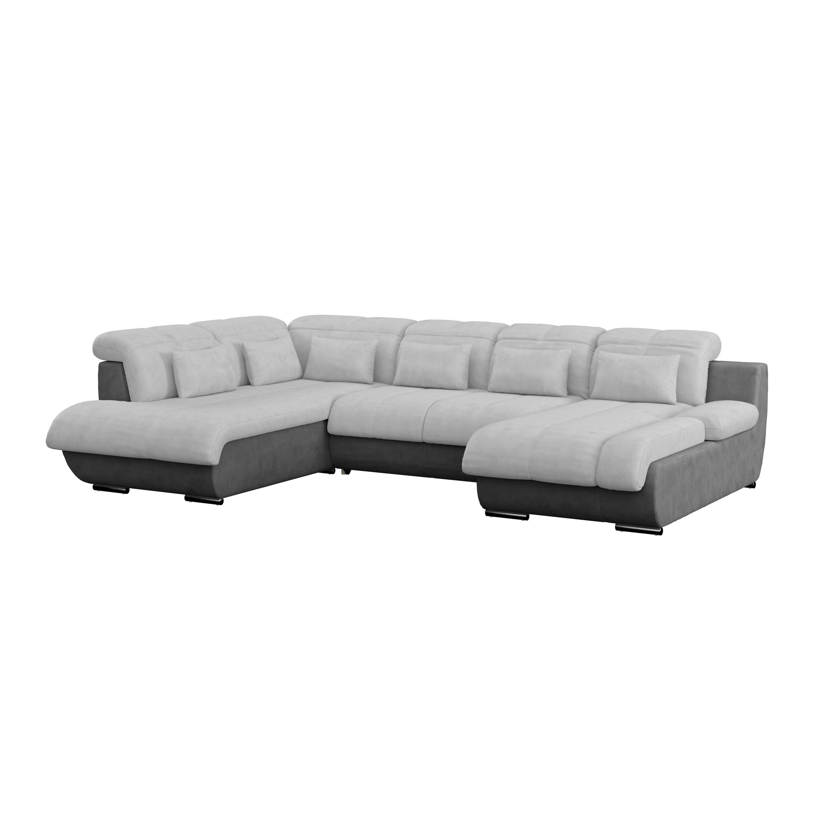 WOHNLANDSCHAFT Grau, Hellgrau, Dunkelgrau Mikrofaser  - Chromfarben/Dunkelgrau, MODERN, Textil/Metall (228/345/184cm) - MID.YOU