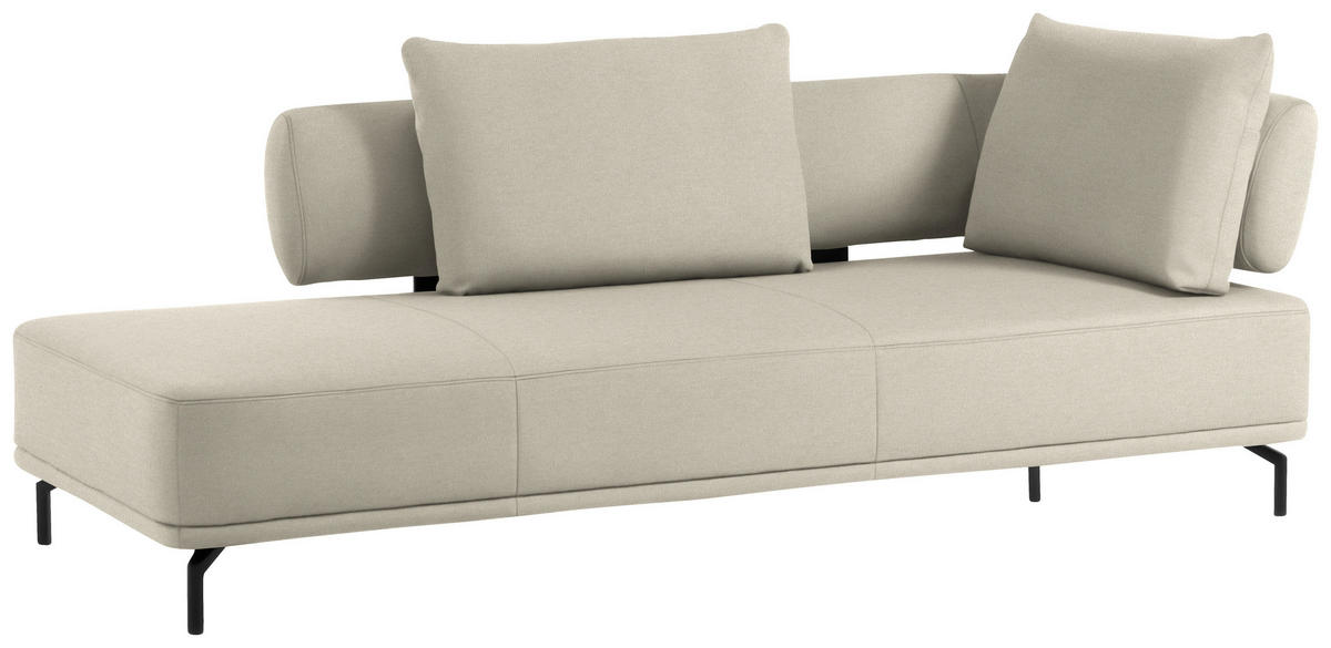 RÉCAMIERE in Flachgewebe Creme  - Creme/Schwarz, Design, Textil/Metall (227/89/101cm) - Dieter Knoll