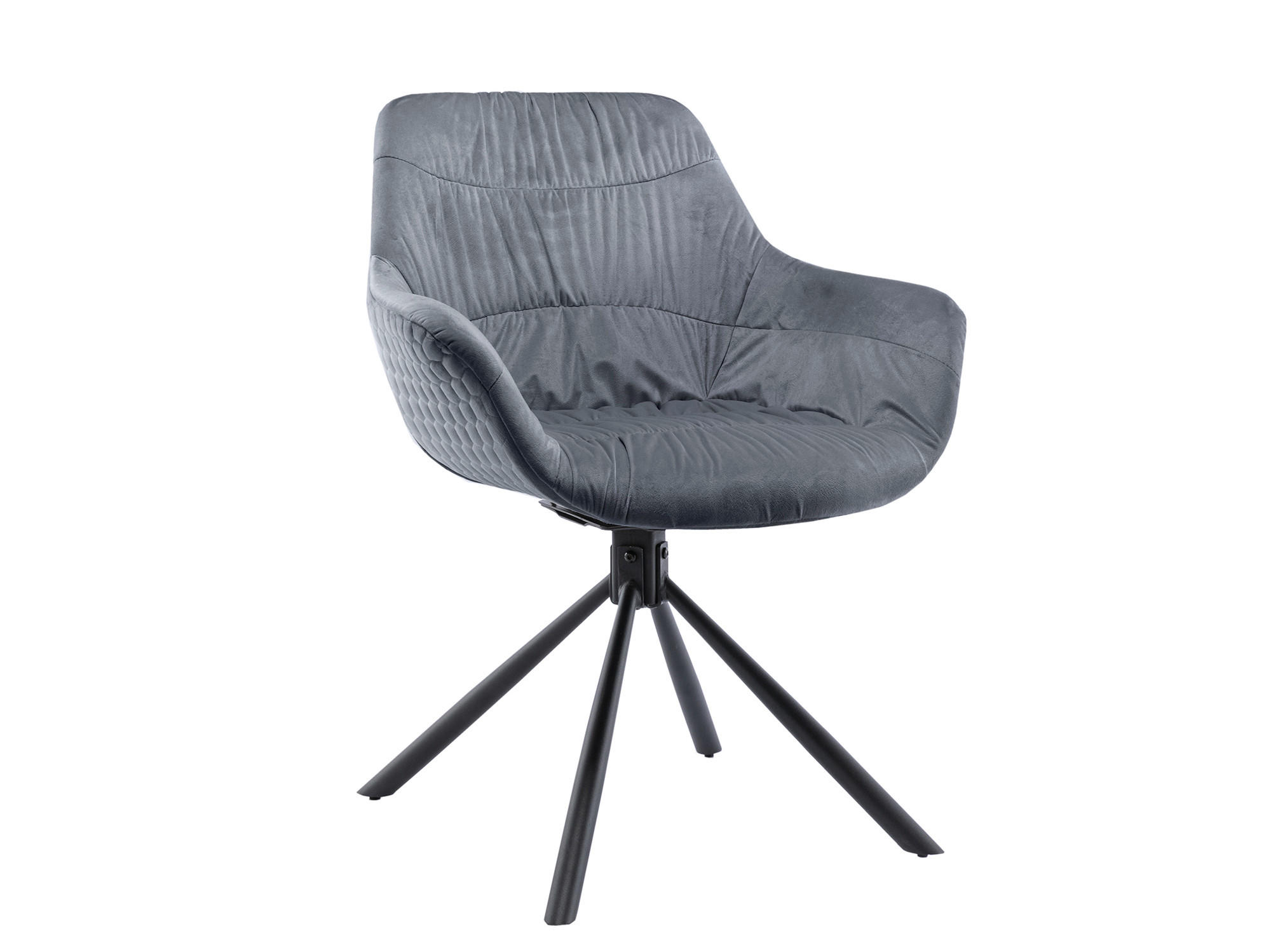 ARMLEHNSTUHL  in Samt  - Schwarz/Grau, MODERN, Textil/Metall (64/82/63cm) - Livetastic