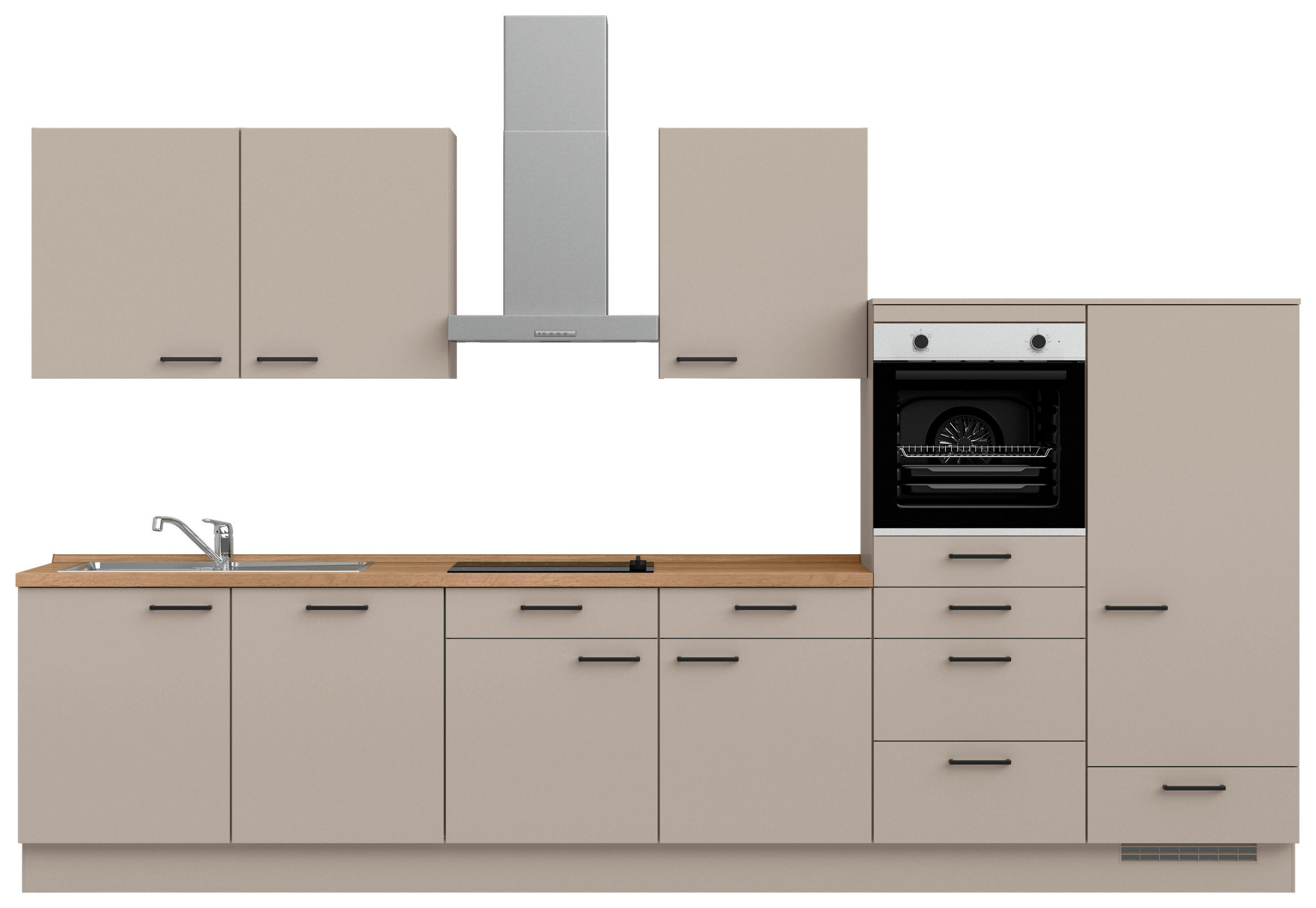 KÜCHENBLOCK Easytouch 360 cm  in Eichefarben, Sandfarben  - Sandfarben/Eichefarben, MODERN, Holzwerkstoff/Metall (360cm) - Nobilia