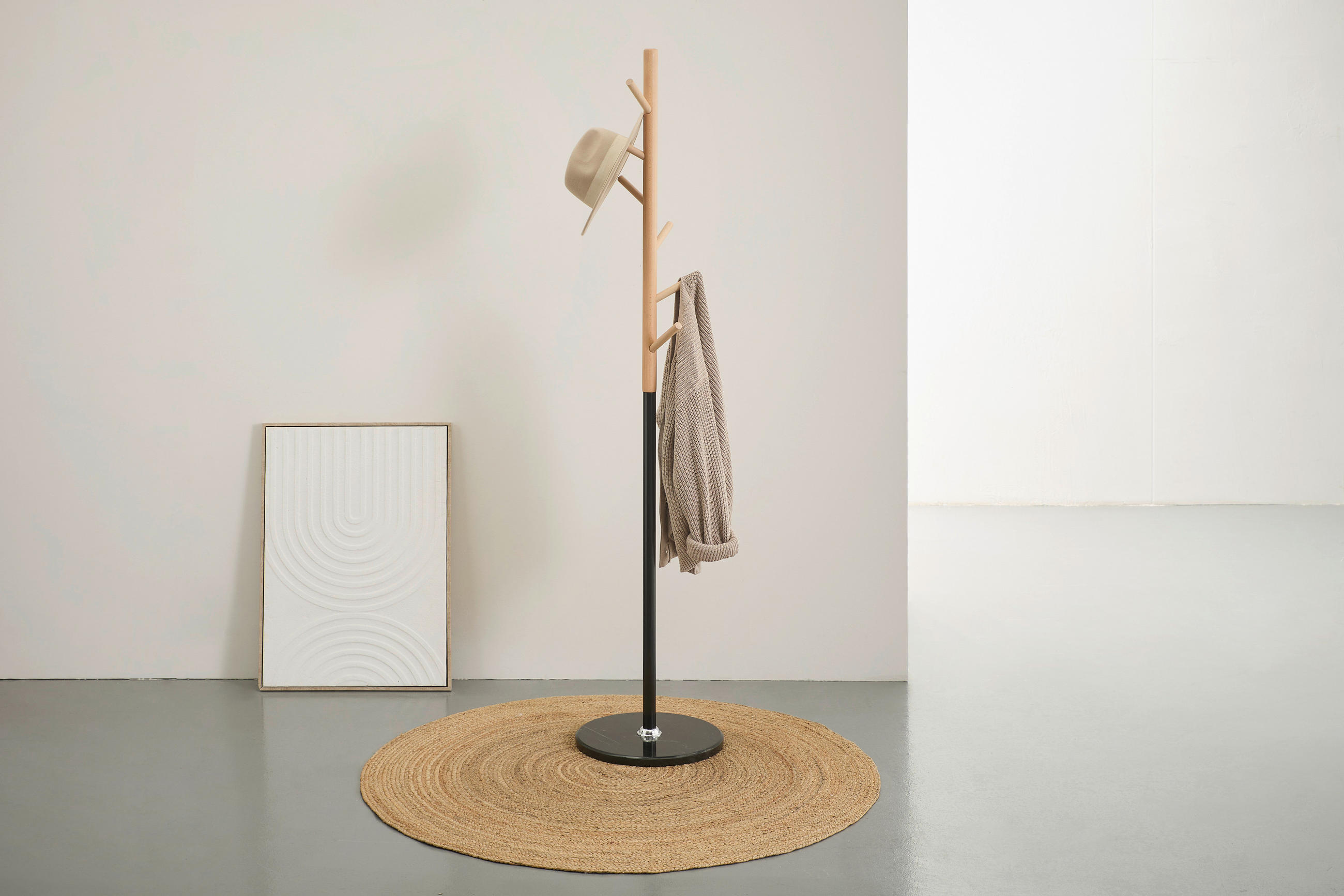 KLEIDERSTÄNDER in Naturfarben, Schwarz 36/170/36 cm   - Schwarz/Naturfarben, Basics, Holz/Kunststoff (36/170/36cm) - Carryhome