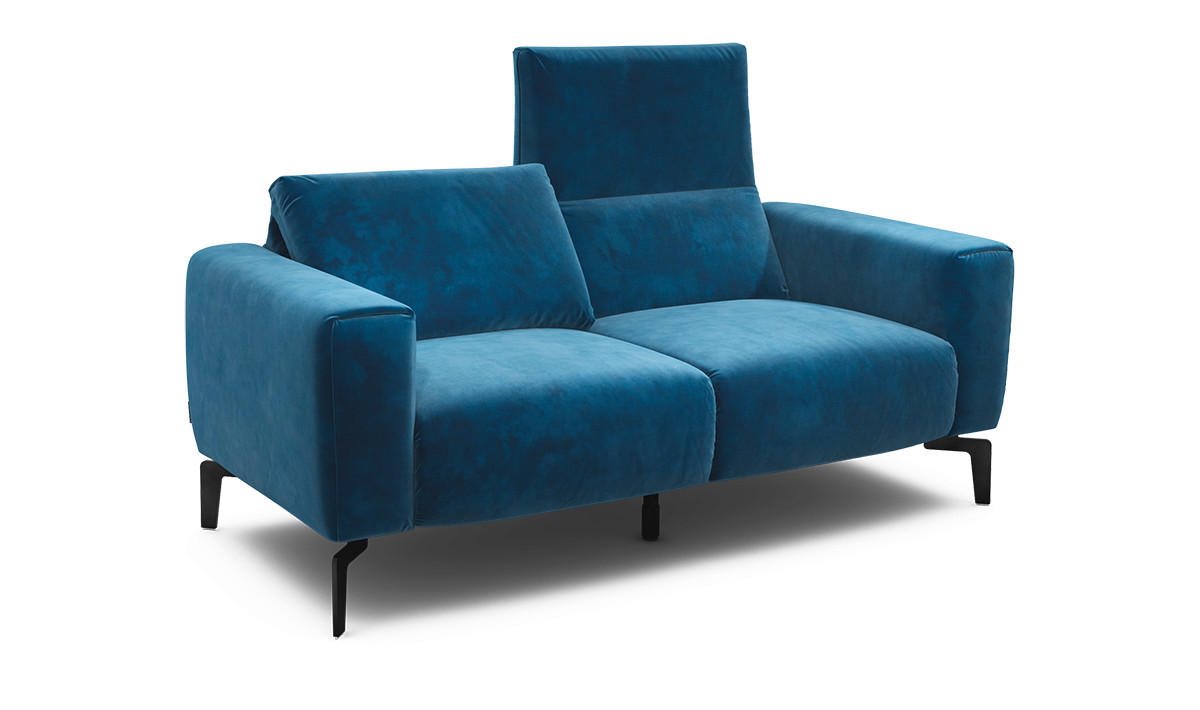 2-SITZER-SOFA Samt Blau  - Blau/Schwarz, Design, Textil/Metall (180/86/86-94cm) - SENSOO