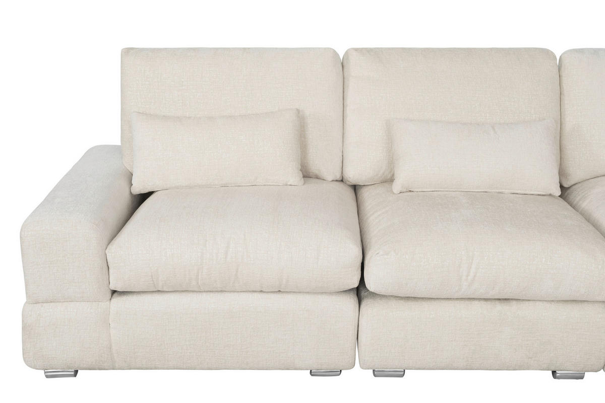 ECKSOFA Eckteil, einmalig seitenverkehrt montierbar  Weiß Webstoff  - Silberfarben/Weiß, MODERN, Textil/Metall (305/230cm) - Livetastic