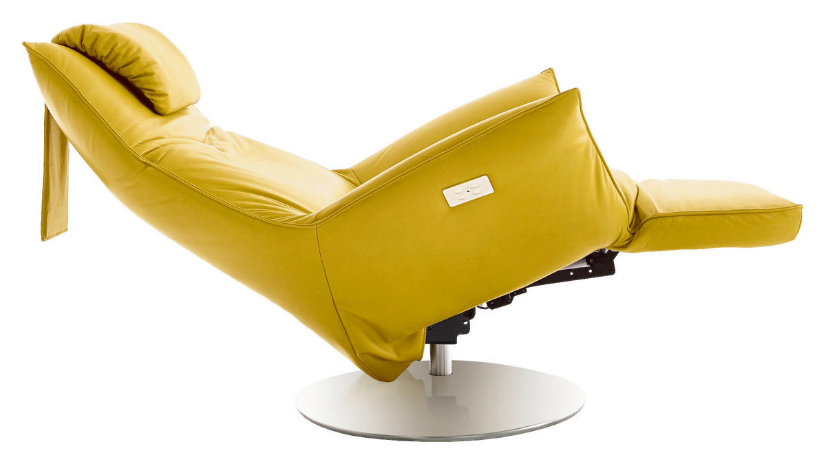 RELAXSESSEL in Leder Gelb  - Edelstahlfarben/Gelb, Design, Leder/Metall (92/79/90cm) - Koinor