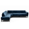 ECKSOFA Cosy Dunkelblau Samt  - Schwarz/Dunkelblau, Design, Textil/Metall (213/296cm) - SENSOO