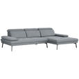 ECKSOFA Ottomane rechts, Eckteil  More_LZ Graublau Webstoff  - Graublau/Schwarz, Design, Textil/Metall (296/188cm) - Xora