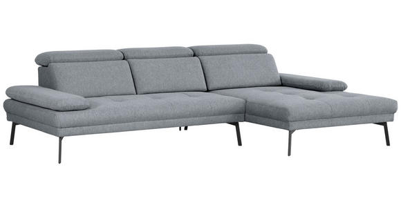ECKSOFA Ottomane rechts, Eckteil  More_LZ Graublau Webstoff  - Graublau/Schwarz, Design, Textil/Metall (296/188cm) - Xora