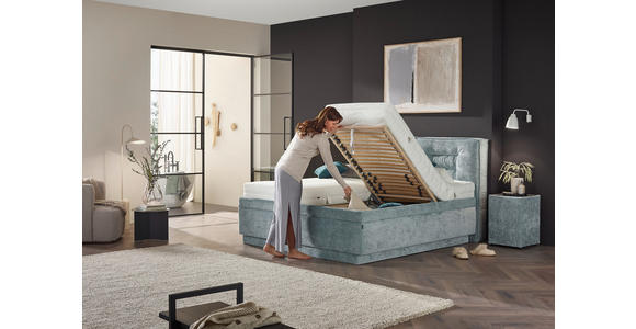 POLSTERBETT Bettkasten, Lattenroste, Matratzen 180/200 cm  in Blaugrau  - Blaugrau/Weiß, KONVENTIONELL, Holz/Textil (180/200cm) - Dieter Knoll