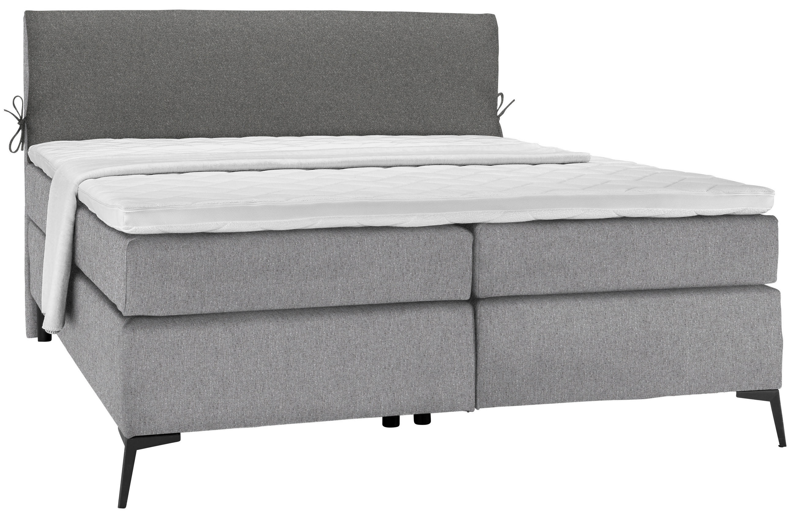 BOXSPRINGBETT 180/200 cm  in Grau, Dunkelgrau  - Dunkelgrau/Schwarz, Design, Textil/Metall (180/200cm) - Hom`in