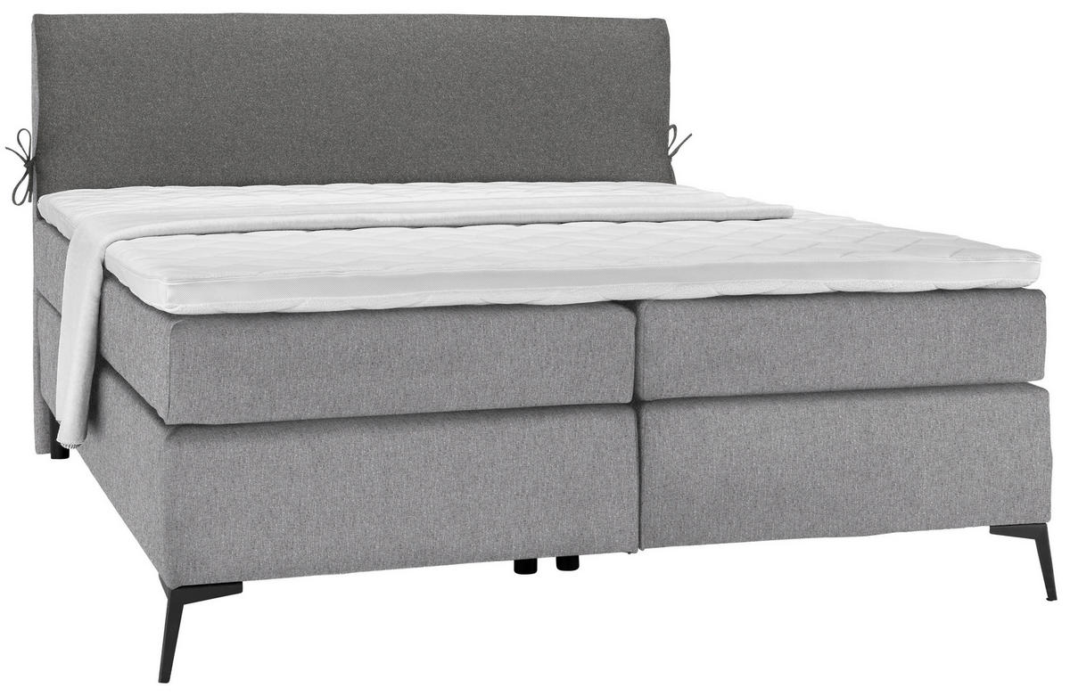 BOXSPRINGBETT 180/200 cm  in Grau, Dunkelgrau  - Dunkelgrau/Schwarz, Design, Textil/Metall (180/200cm) - Hom`in