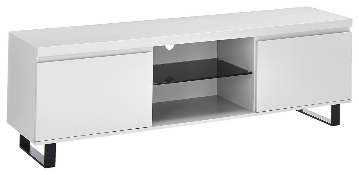 LOWBOARD Austin, 166/54/40 cm,  - Schwarz/Weiß, Basics, Glas/Holzwerkstoff (166/54/40cm)