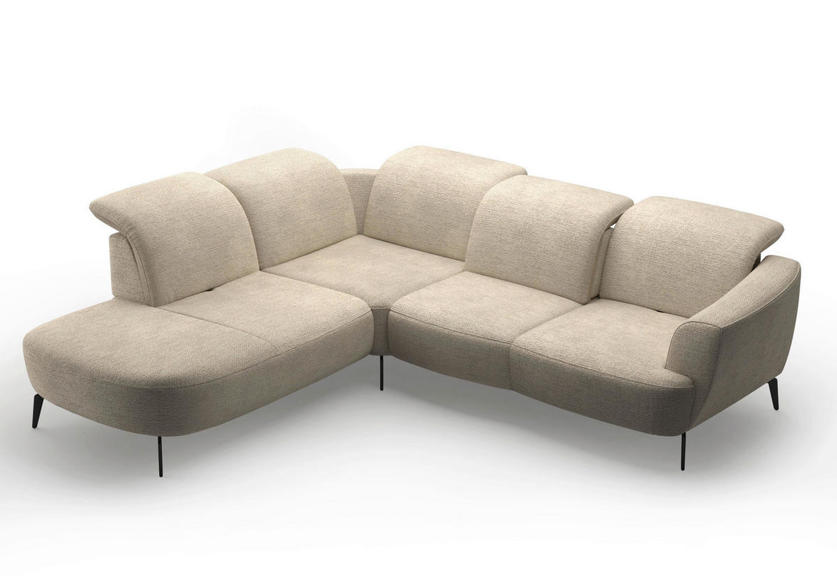 ECKSOFA in Chenille Sandfarben  267/300 cm  - Sandfarben/Schwarz, KONVENTIONELL, Textil/Metall (267/300cm) - Sit & More