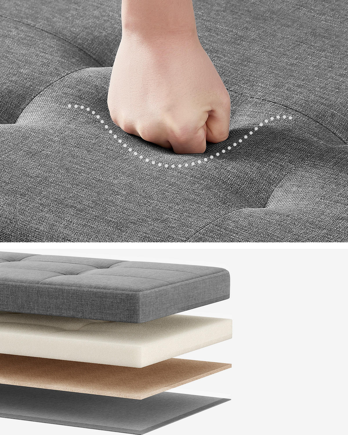 SITZBOX  - Naturfarben/Grau, Basics, Holz/Textil (110/40/38cm)