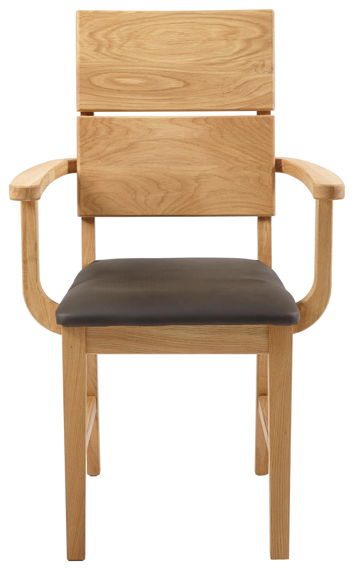 STOLICA S NASLONOM ZA RUKE  tamno smeđa  drvo, tekstil      - tamno smeđa/boje hrasta, Natur, drvo/tekstil (52/95/58cm) - Linea Natura